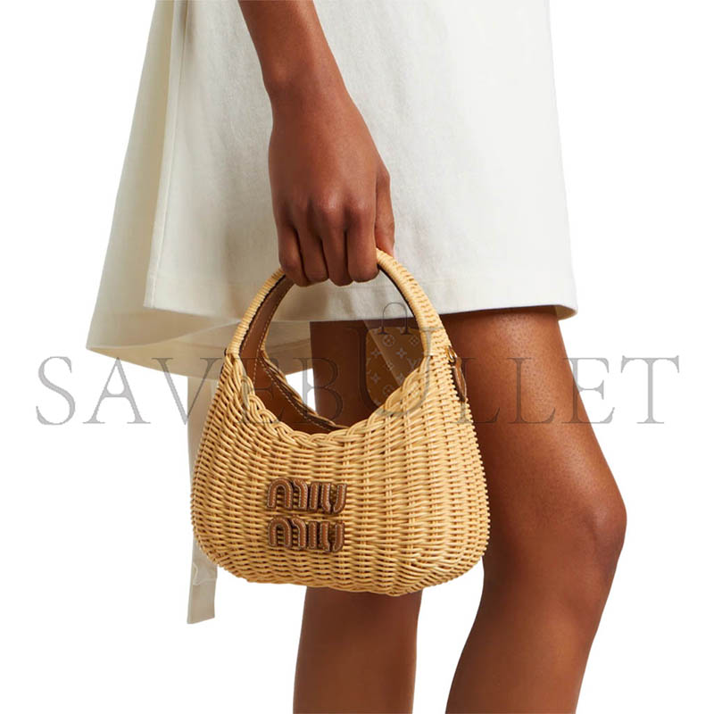 MIU MIU WANDER RATTAN BASKET BAG 5BC125 (20*17*6cm)